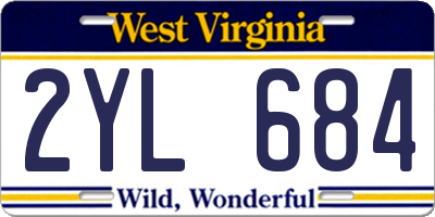 WV license plate 2YL684