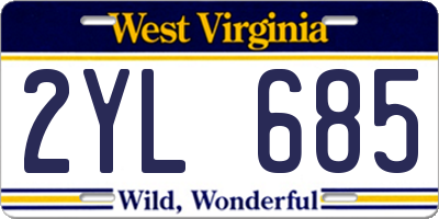 WV license plate 2YL685