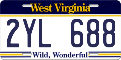 WV license plate 2YL688