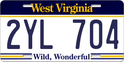 WV license plate 2YL704