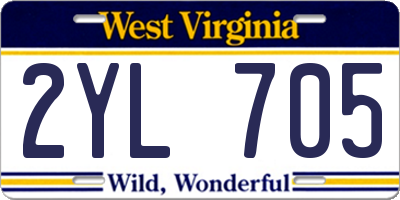WV license plate 2YL705