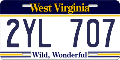 WV license plate 2YL707