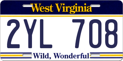 WV license plate 2YL708