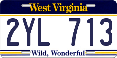 WV license plate 2YL713