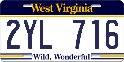 WV license plate 2YL716