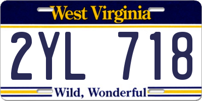 WV license plate 2YL718