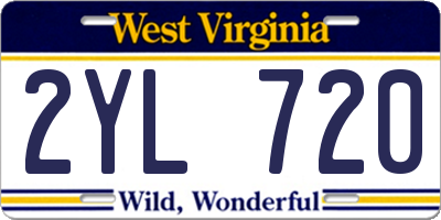WV license plate 2YL720