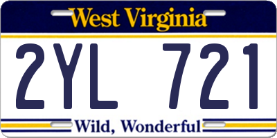 WV license plate 2YL721
