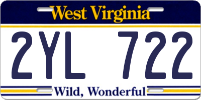 WV license plate 2YL722