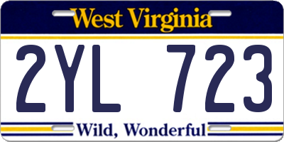 WV license plate 2YL723