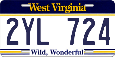 WV license plate 2YL724