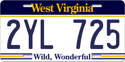 WV license plate 2YL725