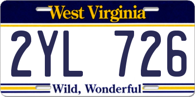WV license plate 2YL726