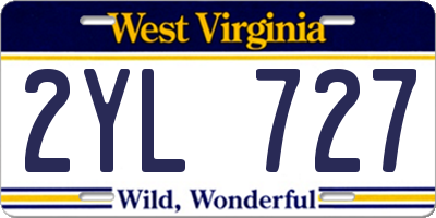 WV license plate 2YL727