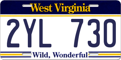 WV license plate 2YL730