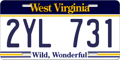 WV license plate 2YL731