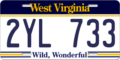 WV license plate 2YL733