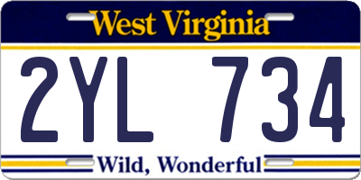WV license plate 2YL734