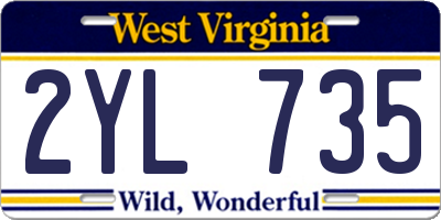 WV license plate 2YL735