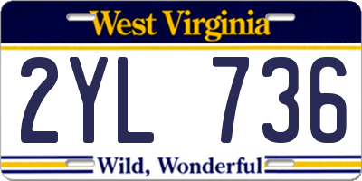 WV license plate 2YL736