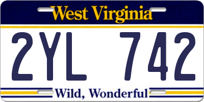 WV license plate 2YL742