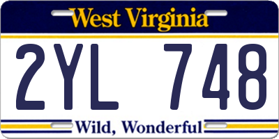 WV license plate 2YL748