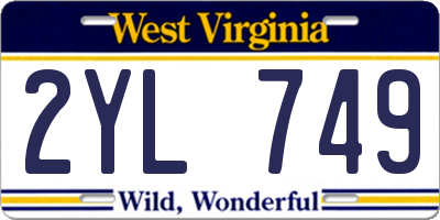 WV license plate 2YL749