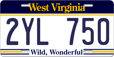 WV license plate 2YL750