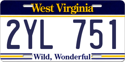WV license plate 2YL751