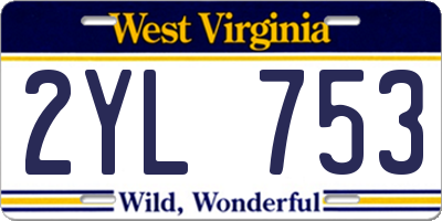 WV license plate 2YL753