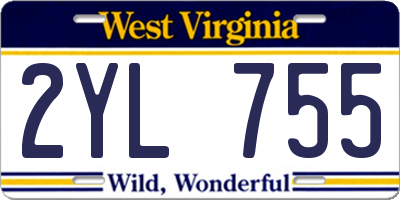 WV license plate 2YL755