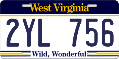 WV license plate 2YL756