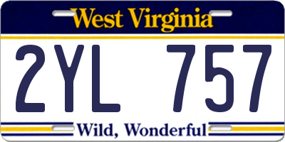 WV license plate 2YL757