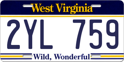 WV license plate 2YL759