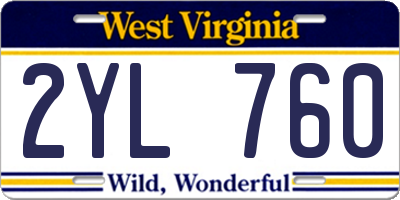 WV license plate 2YL760