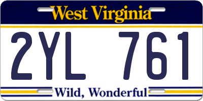 WV license plate 2YL761
