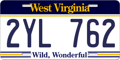 WV license plate 2YL762