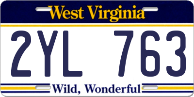 WV license plate 2YL763