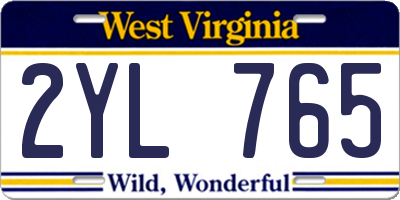 WV license plate 2YL765