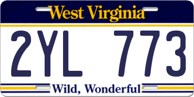 WV license plate 2YL773