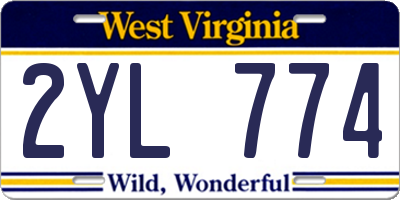 WV license plate 2YL774
