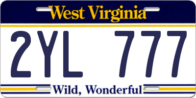 WV license plate 2YL777