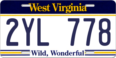WV license plate 2YL778