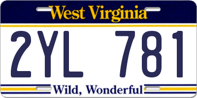 WV license plate 2YL781