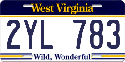 WV license plate 2YL783