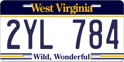 WV license plate 2YL784