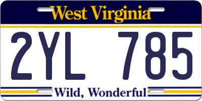 WV license plate 2YL785