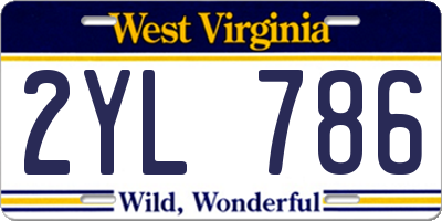 WV license plate 2YL786