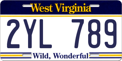 WV license plate 2YL789
