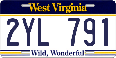 WV license plate 2YL791